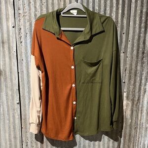 Lovely Melody Two-Tone Button-Up Shirt